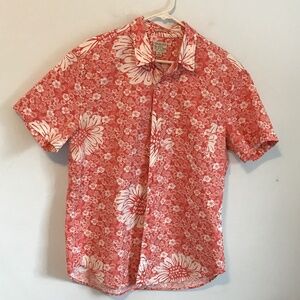J.Crew Re-imagined Floral Short Sleeve Shirt - Organic Cotton Stretch - Large